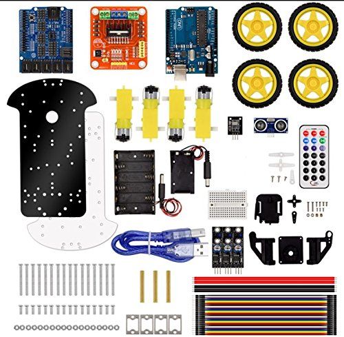 KUONGSHUN Robot 4WD, Functional 4WD Robot Car Chassis Kit for Uno R3 Arduino
