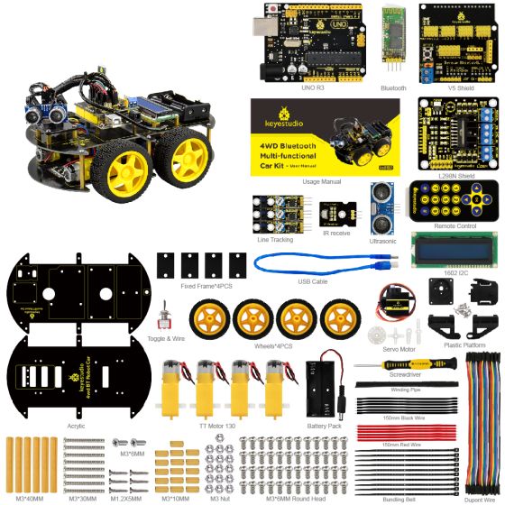 KEYESTUDIO 4WD Multi-functional DIY Smart Car For Arduino