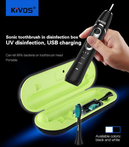 KIVOS Rechargeable Electric Toothbrush and Disinfect Box Set 