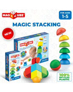 Magicube Stacking 8 pcs. Preschool construction toys set of Half spheres and Cubes